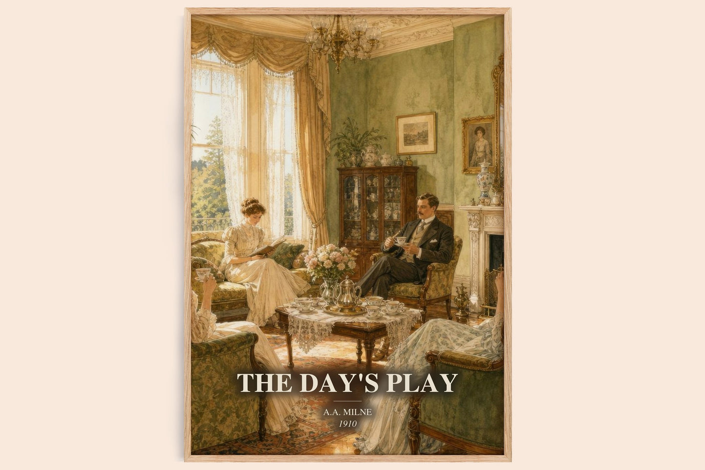 The Day'S Play watercolour book poster by A.A. Milne – framed literary art print