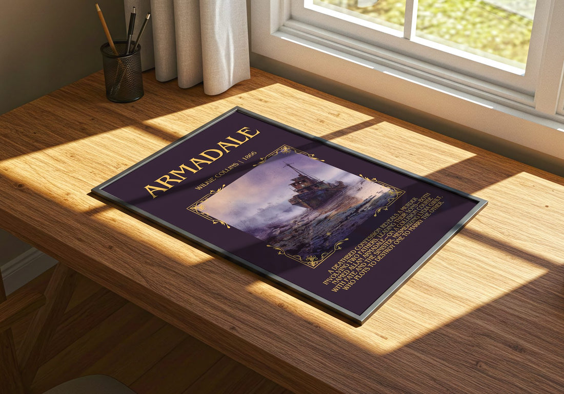 Armadale Minimalist Book Poster by Wilkie Collins – print on a sunlit desk