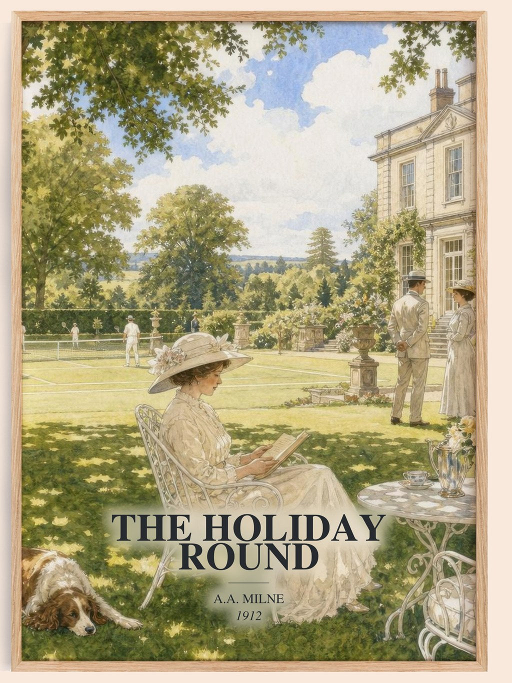 The Holiday Round watercolour book poster by A.A. Milne – framed literary art print