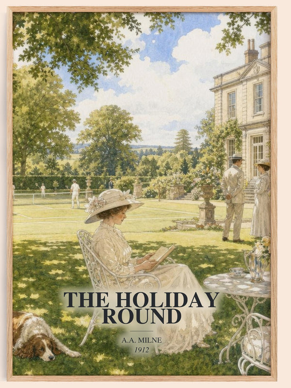 The Holiday Round watercolour book poster by A.A. Milne – framed literary art print