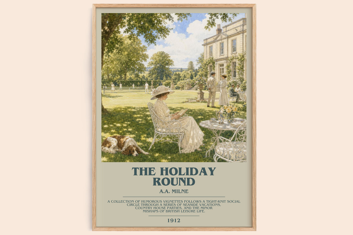 The Holiday Round bookish book poster by A.A. Milne – framed literary art print