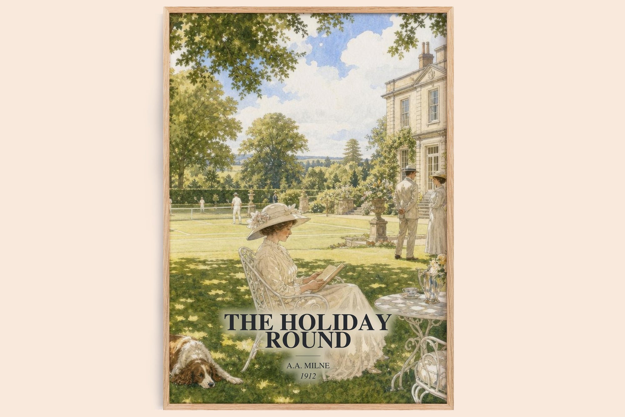 The Holiday Round watercolour book poster by A.A. Milne – framed literary art print
