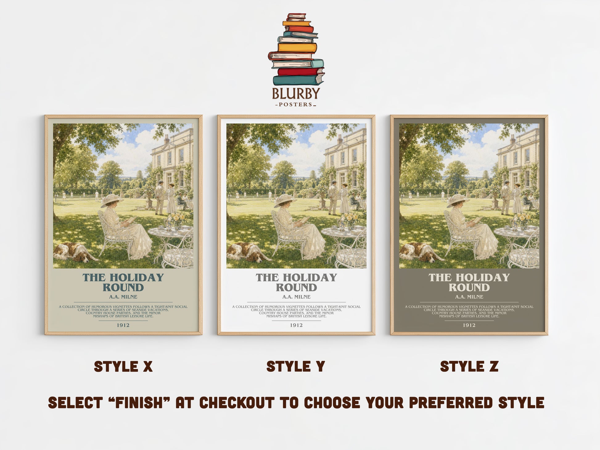The Holiday Round bookish print in frame leaning in hallway – non fiction wall art