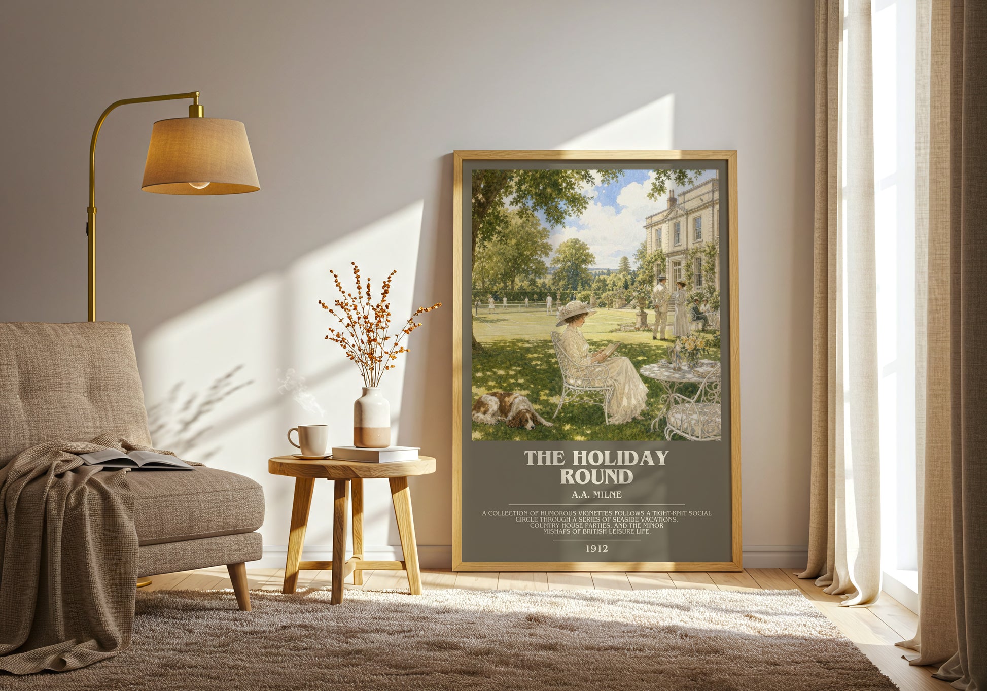 The Holiday Round bookish print on bookshelf – A.A. Milne fan gift