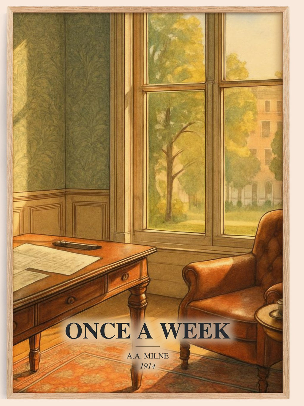 Once A Week watercolour book poster by A.A. Milne – framed literary art print