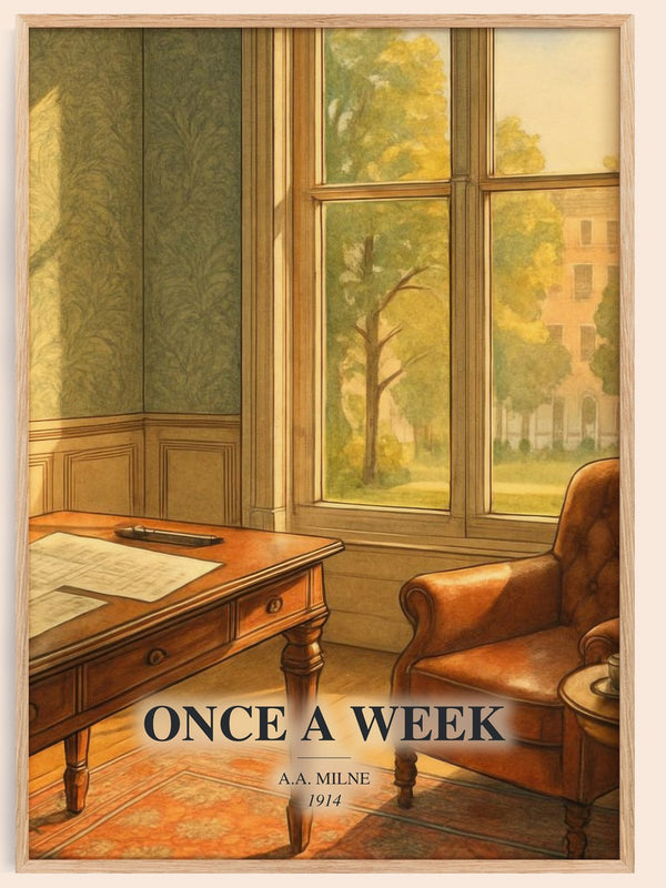 Once A Week watercolour book poster by A.A. Milne – framed literary art print