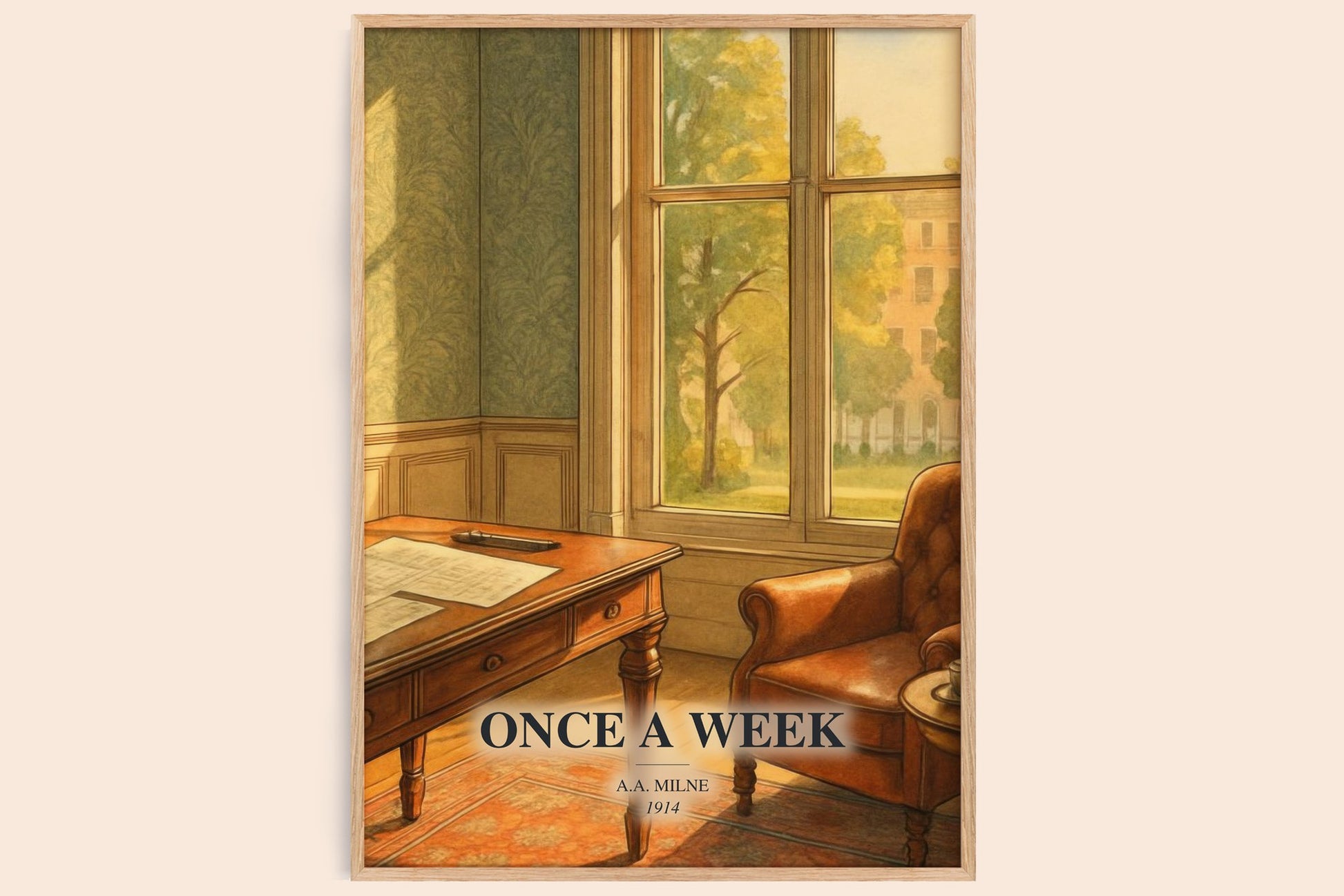 Once A Week watercolour book poster by A.A. Milne – framed literary art print