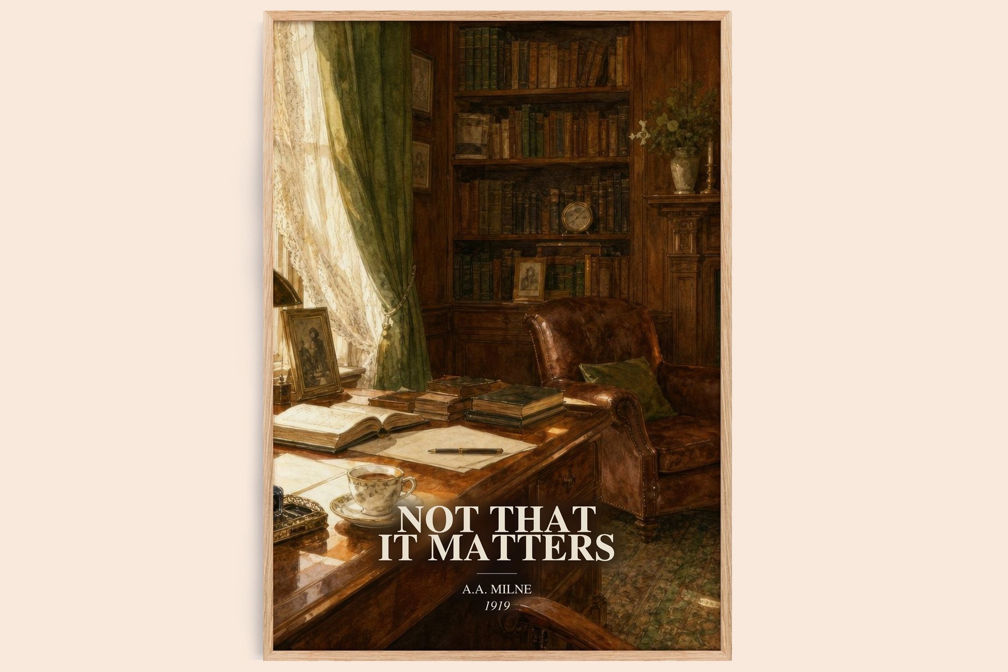 Not That It Matters watercolour book poster by A.A. Milne – framed literary art print