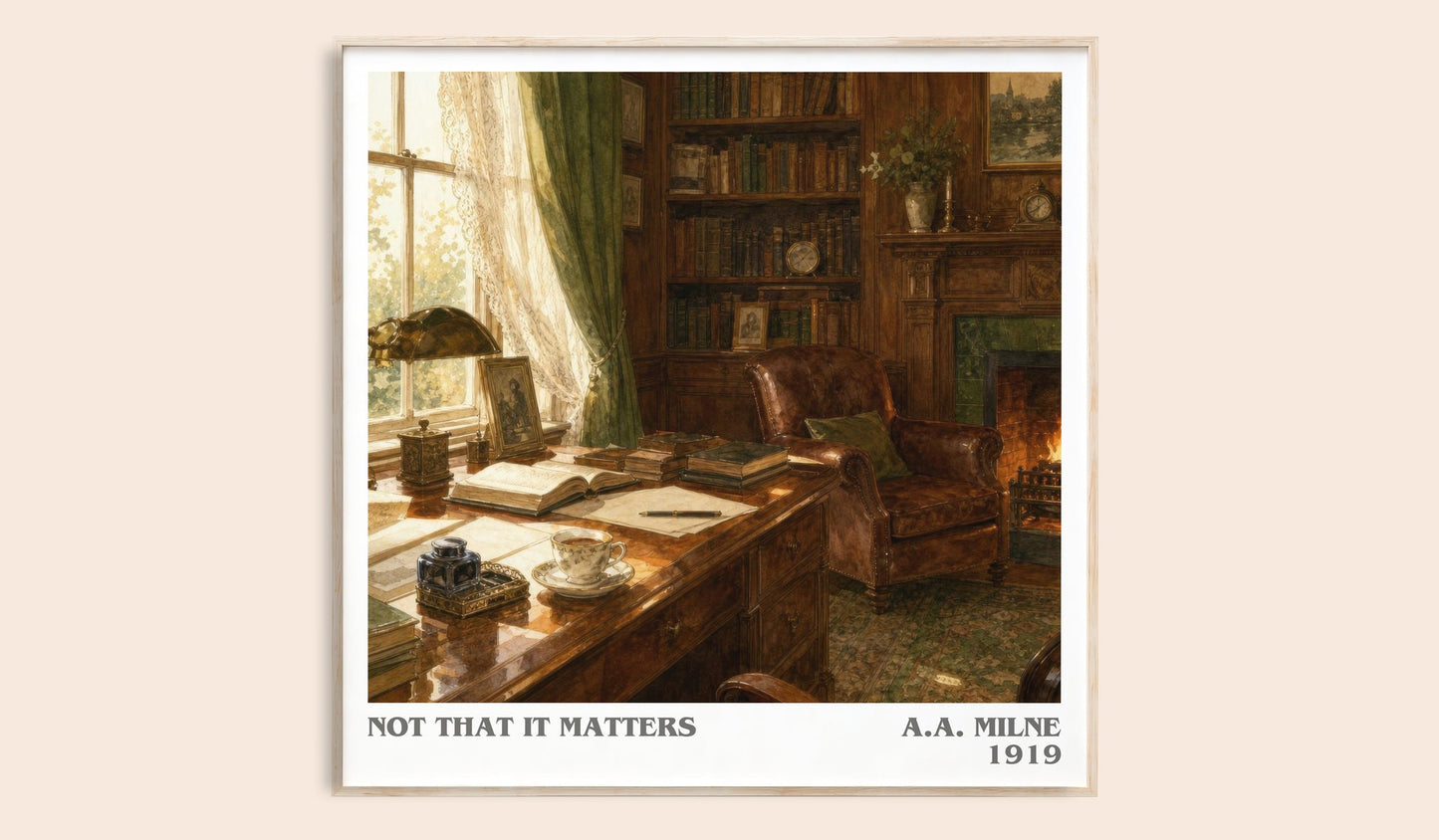 Not That It Matters literary book poster by A.A. Milne – framed literary art print