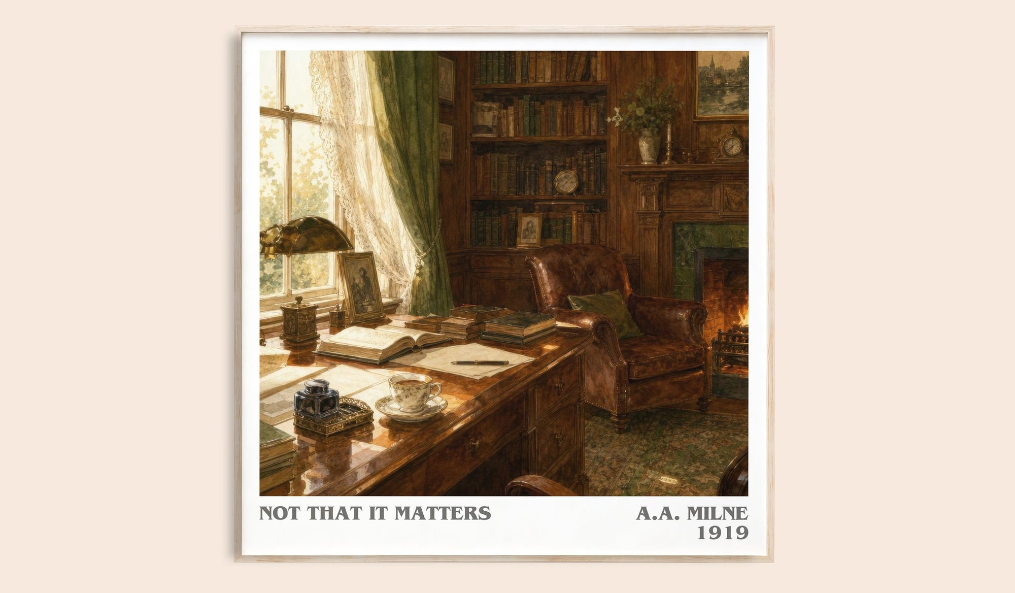Not That It Matters literary book poster by A.A. Milne – framed literary art print