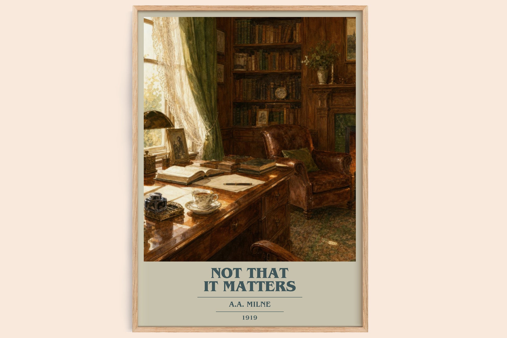 Not That It Matters book cover book poster by A.A. Milne – framed literary art print