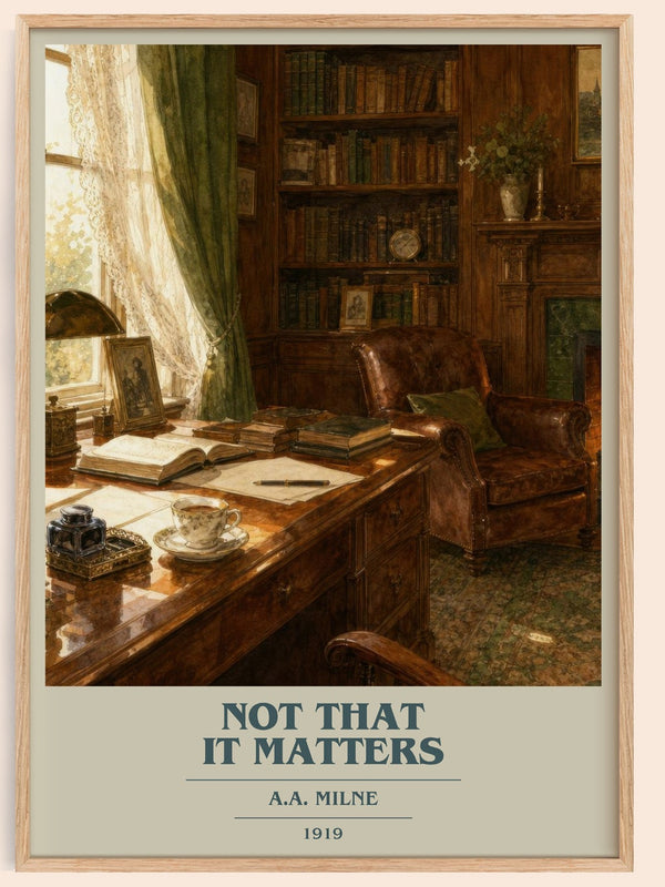 Not That It Matters book cover book poster by A.A. Milne – framed literary art print