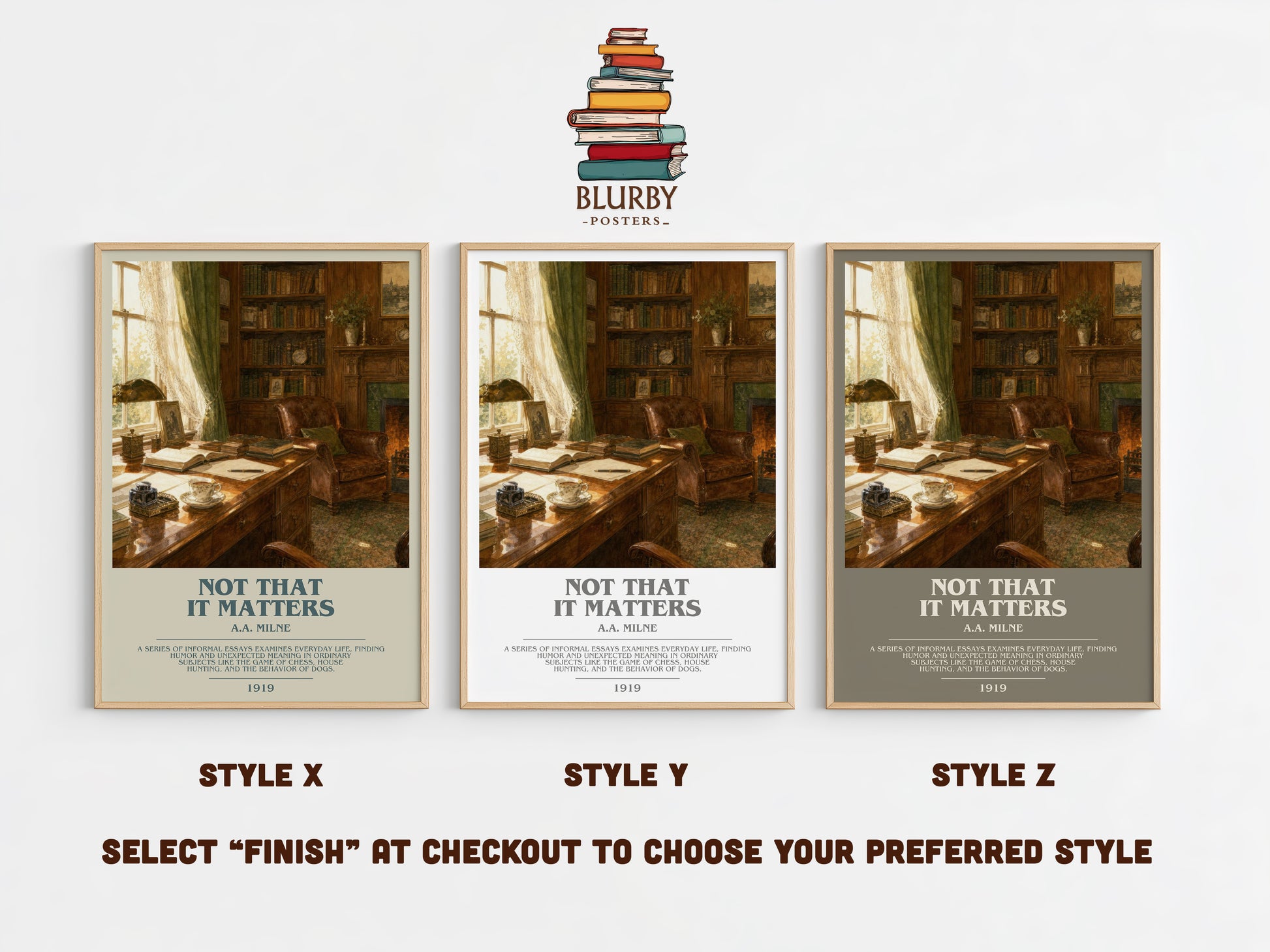 Not That It Matters bookish print in frame leaning in hallway – non fiction wall art