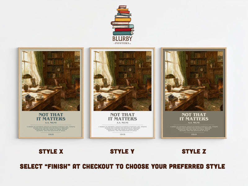 Not That It Matters bookish print in frame leaning in hallway – non fiction wall art