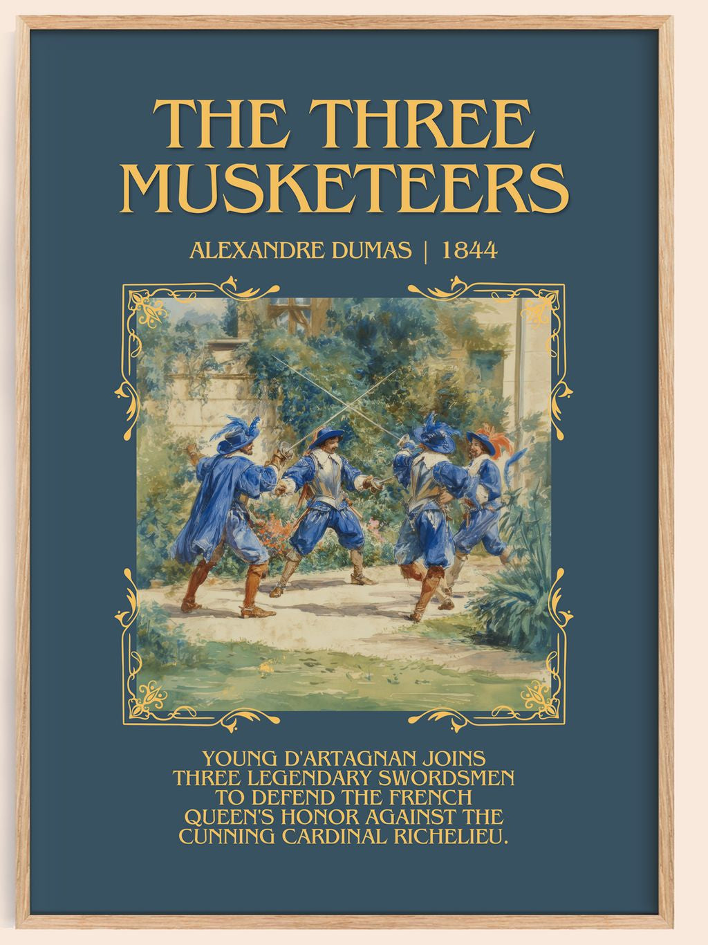 The Three Musketeers Minimalist Book Poster by Alexandre Dumas – book poster