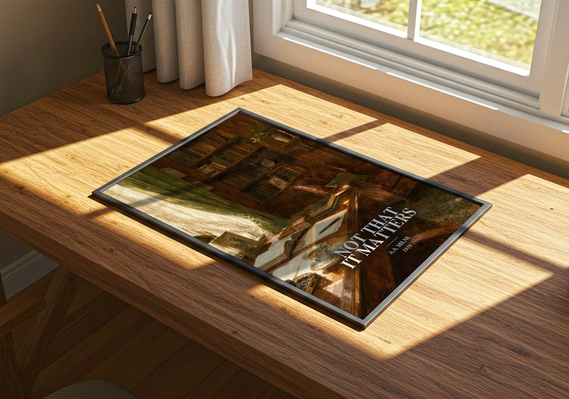 Not That It Matters watercolour book poster framed on wall – non fiction wall art