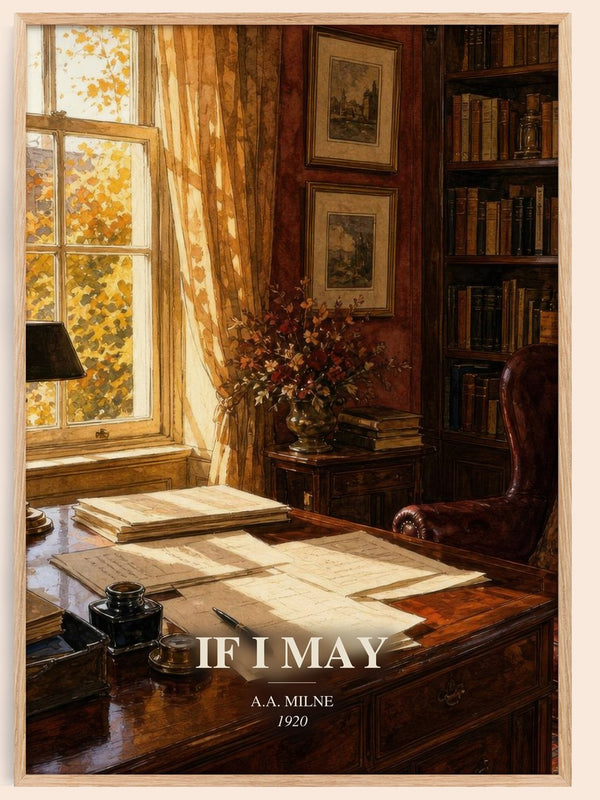 If I May watercolour book poster by A.A. Milne – framed literary art print