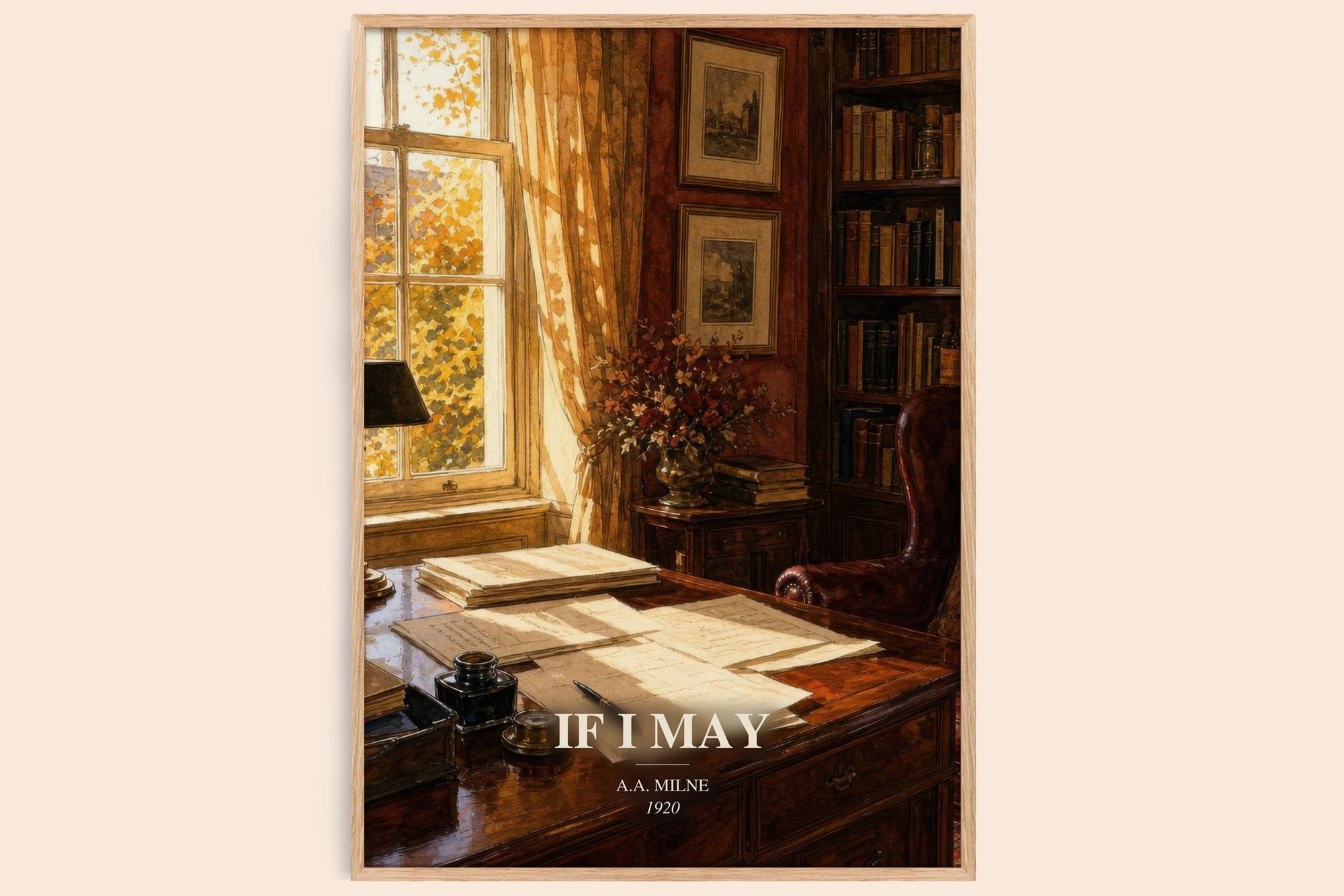 If I May watercolour book poster by A.A. Milne – framed literary art print