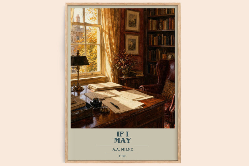 If I May book cover book poster by A.A. Milne – framed literary art print