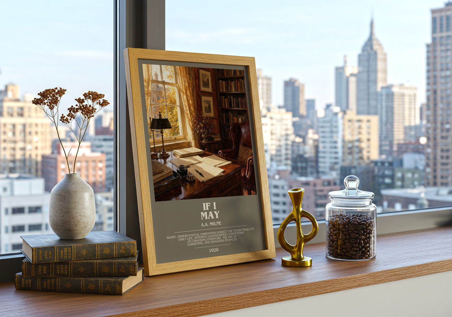 If I May bookish print framed by window – literary home decor