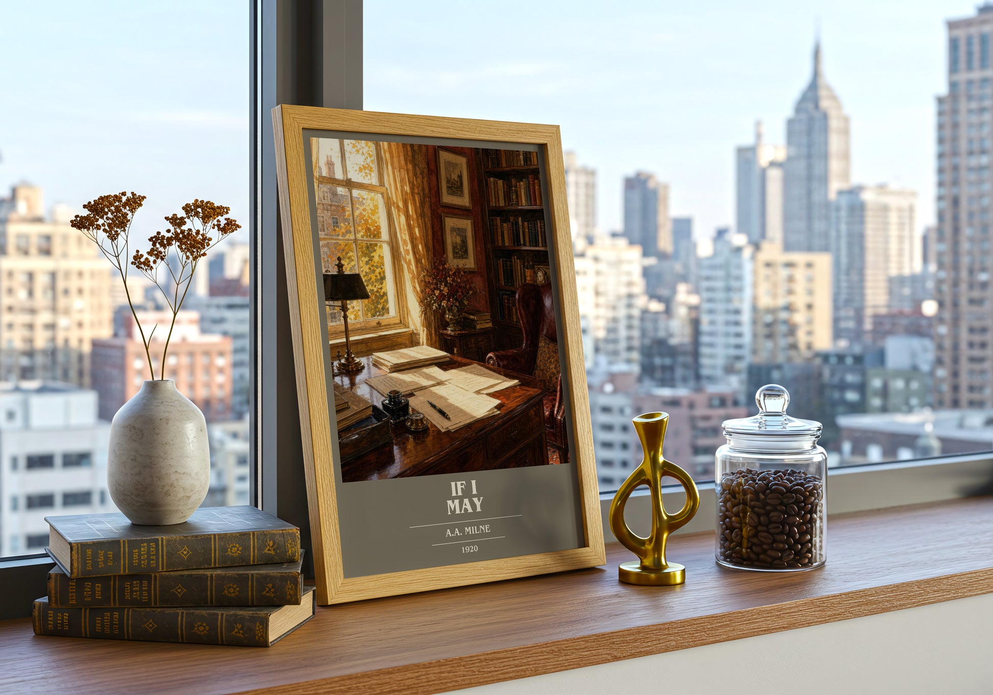 If I May book cover print framed by window – literary home decor