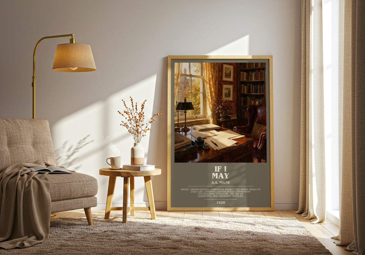 If I May bookish print on bookshelf – A.A. Milne fan gift