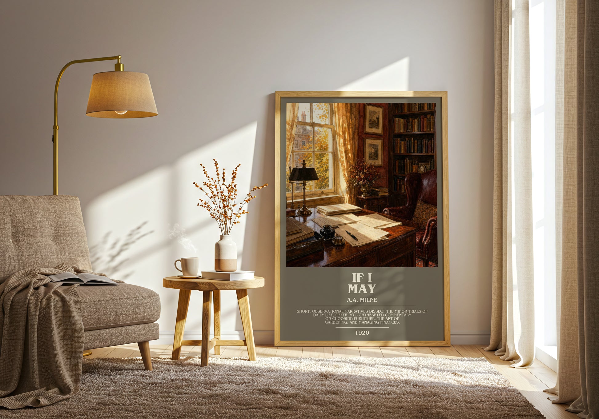 If I May bookish print on bookshelf – A.A. Milne fan gift