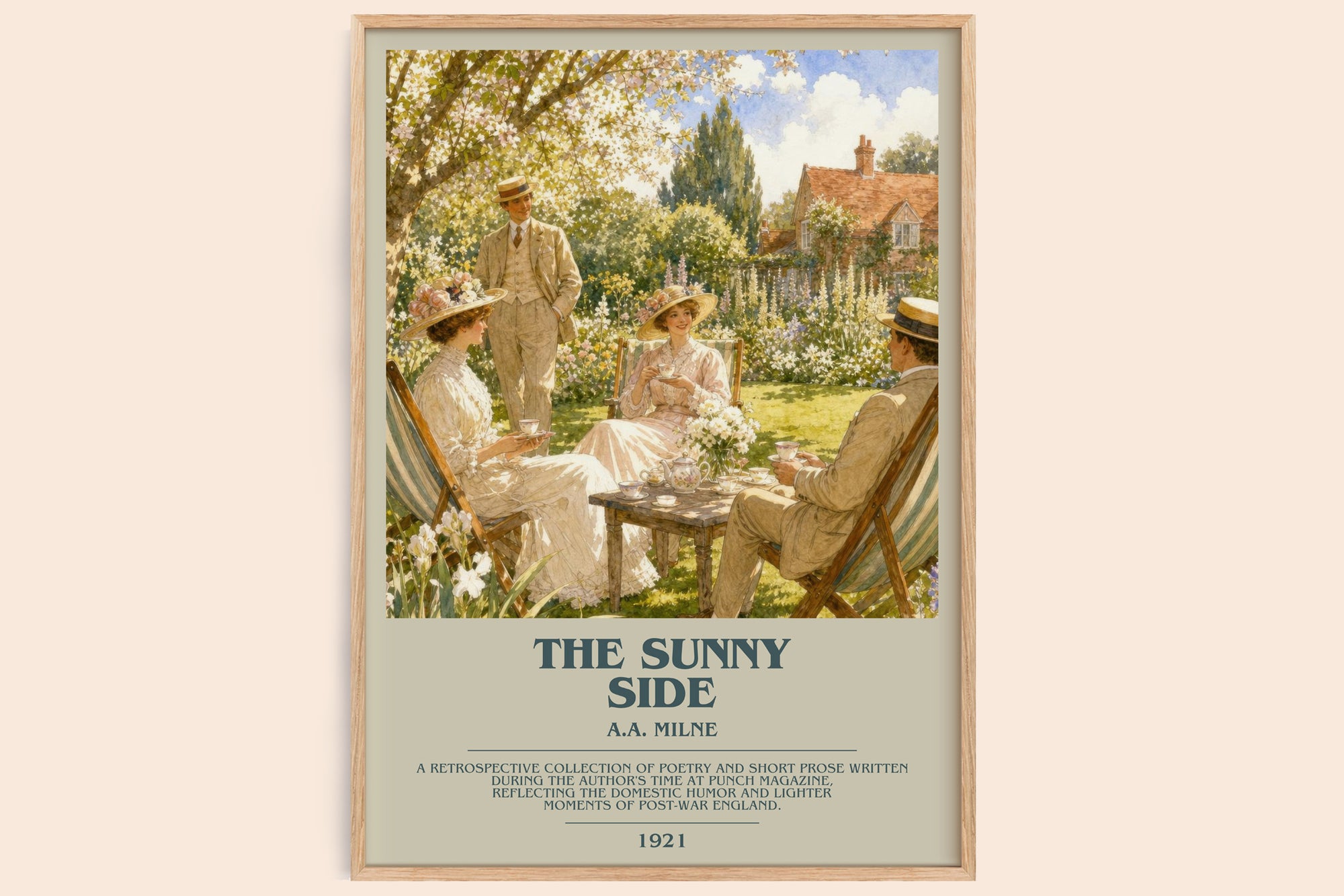 The Sunny Side bookish book poster by A.A. Milne – framed literary art print