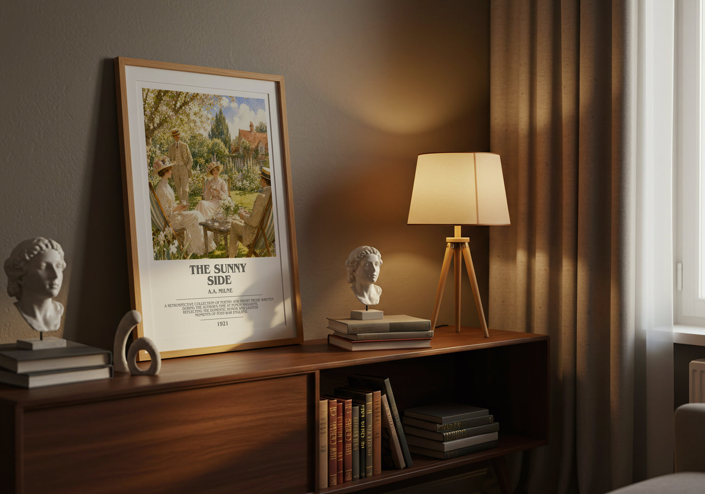 The Sunny Side bookish book poster framed on wall – non fiction wall art