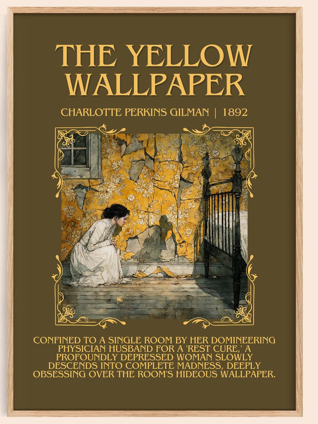 Yellow Wallpaper Minimalist Book Poster by Charlotte Perkins Gilman – book poster