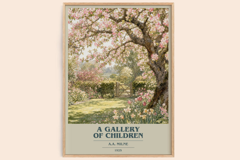 A Gallery Of Children book cover book poster by A.A. Milne – framed literary art print