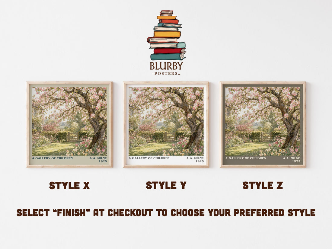 A Gallery Of Children literary print in frame leaning in hallway – childrens wall art (mockup)