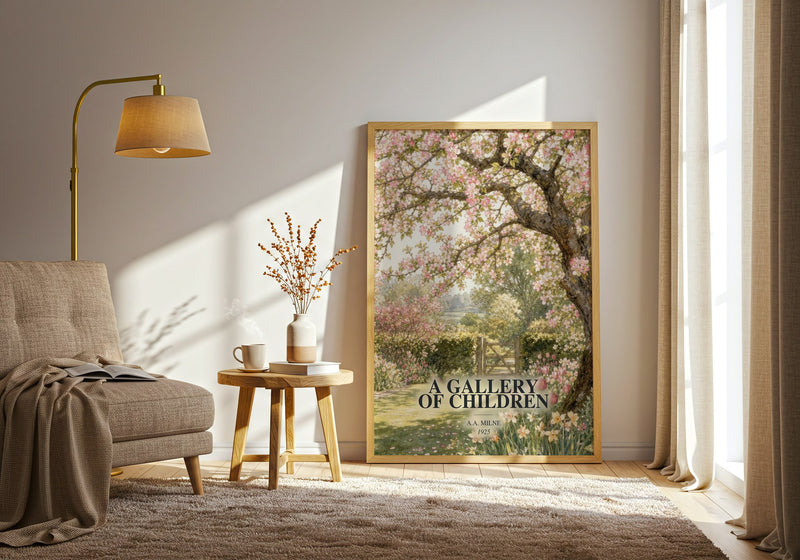 A Gallery Of Children watercolour print in frame leaning in hallway – childrens wall art