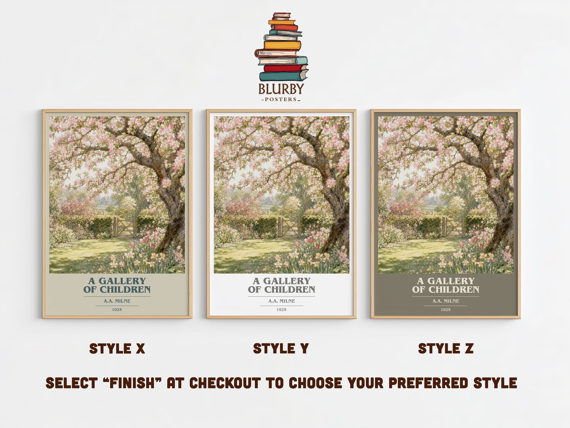 A Gallery Of Children book cover print in frame leaning in hallway – childrens wall art