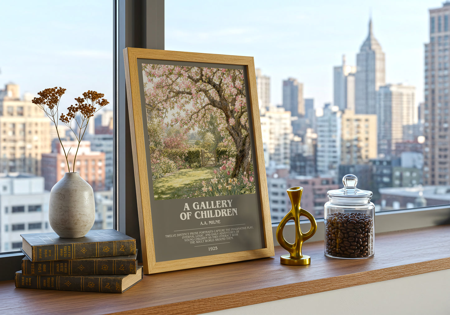 A Gallery Of Children bookish print framed by window – literary home decor