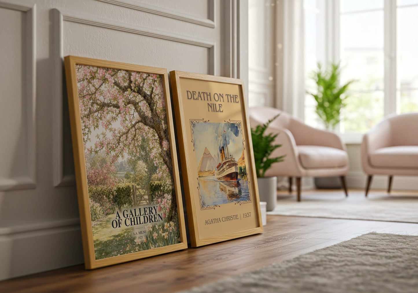 A Gallery Of Children watercolour print framed by window – literary home decor