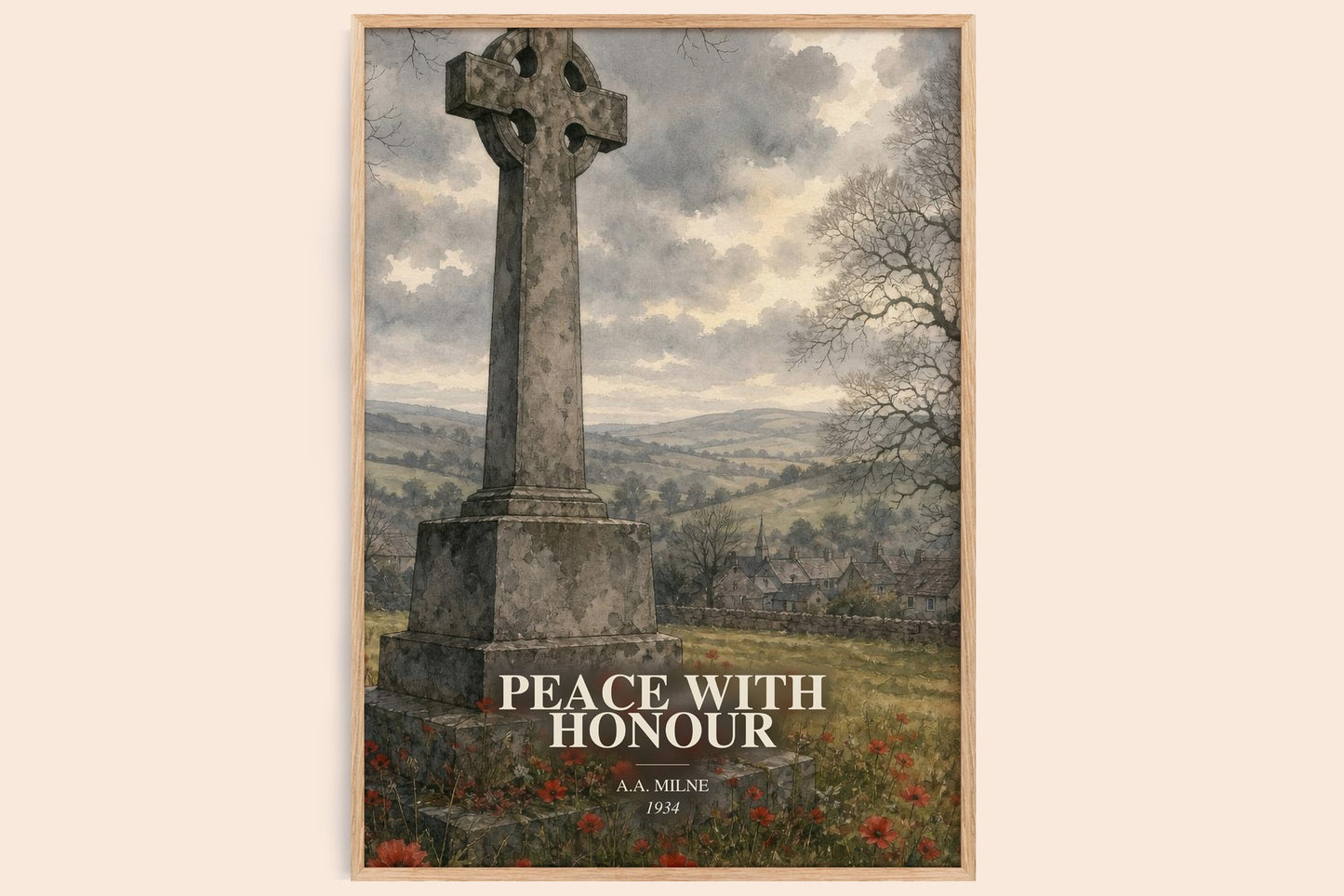 Peace With Honour watercolour book poster by A.A. Milne – framed literary art print