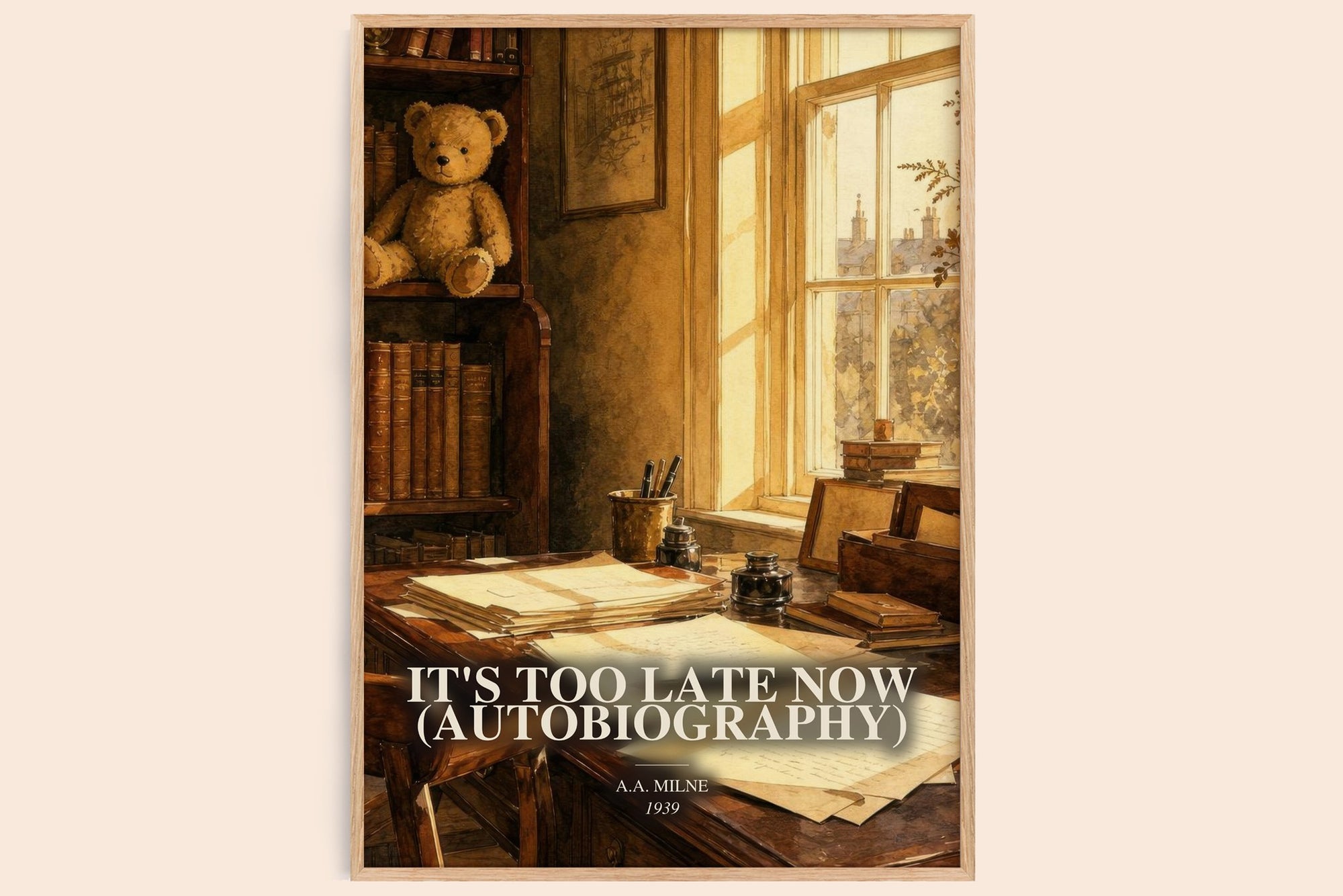 It'S Too Late Now (Autobiography) watercolour book poster by A.A. Milne – framed literary art print
