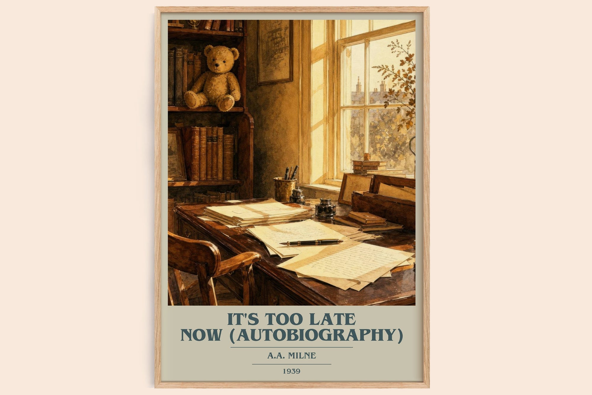 It'S Too Late Now (Autobiography) book cover book poster by A.A. Milne – framed literary art print