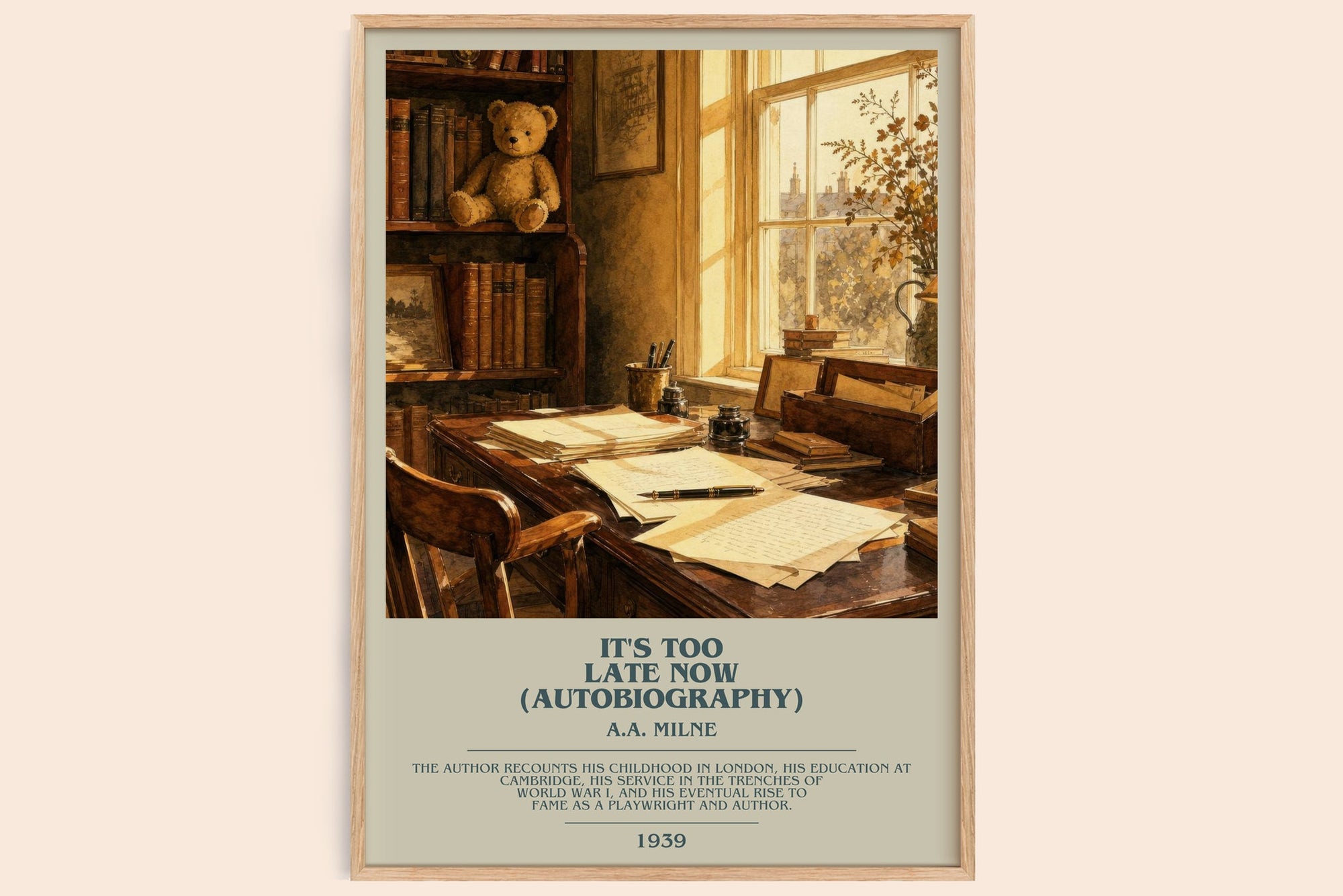 It'S Too Late Now (Autobiography) bookish book poster by A.A. Milne – framed literary art print