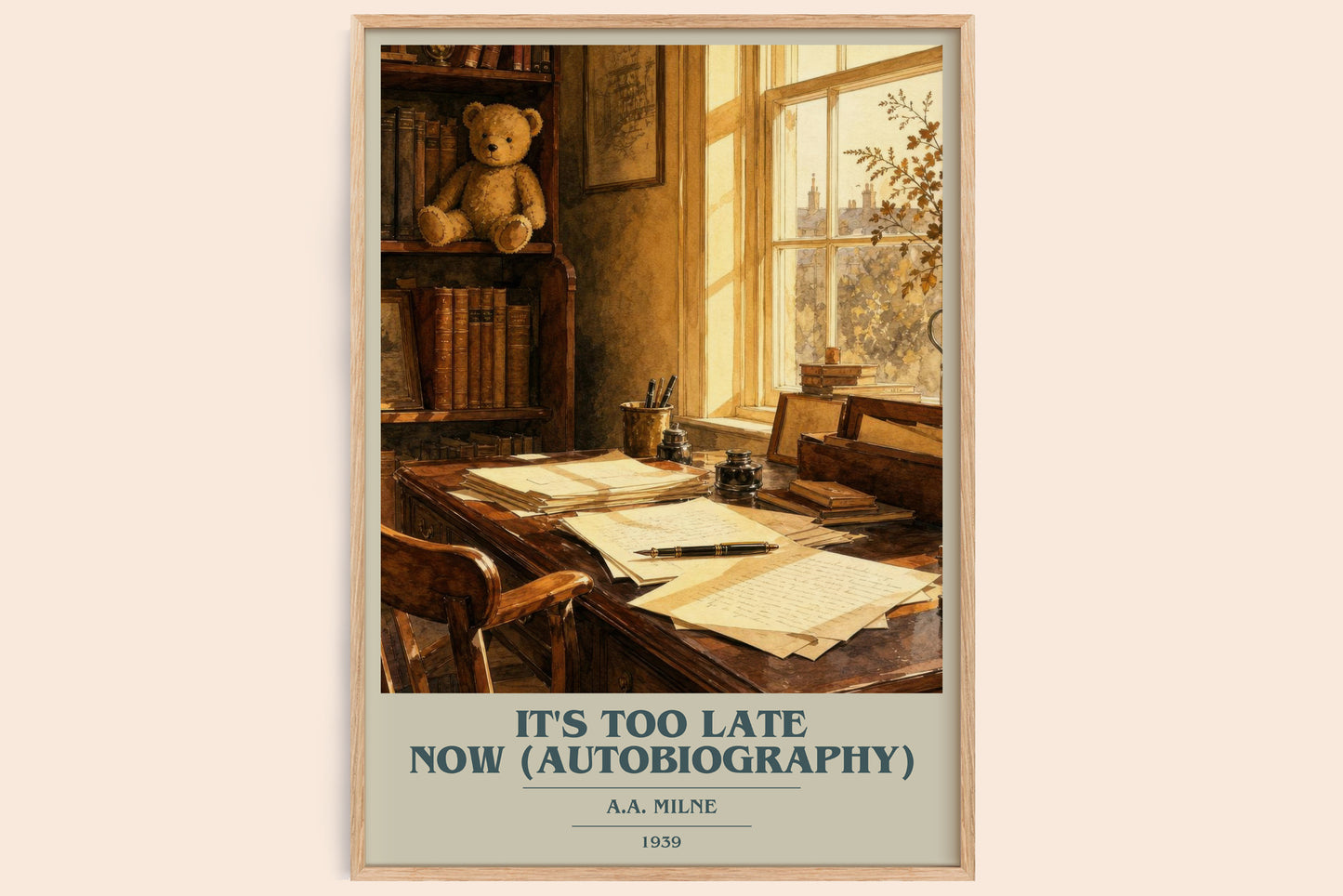 It'S Too Late Now (Autobiography) book cover book poster by A.A. Milne – framed literary art print