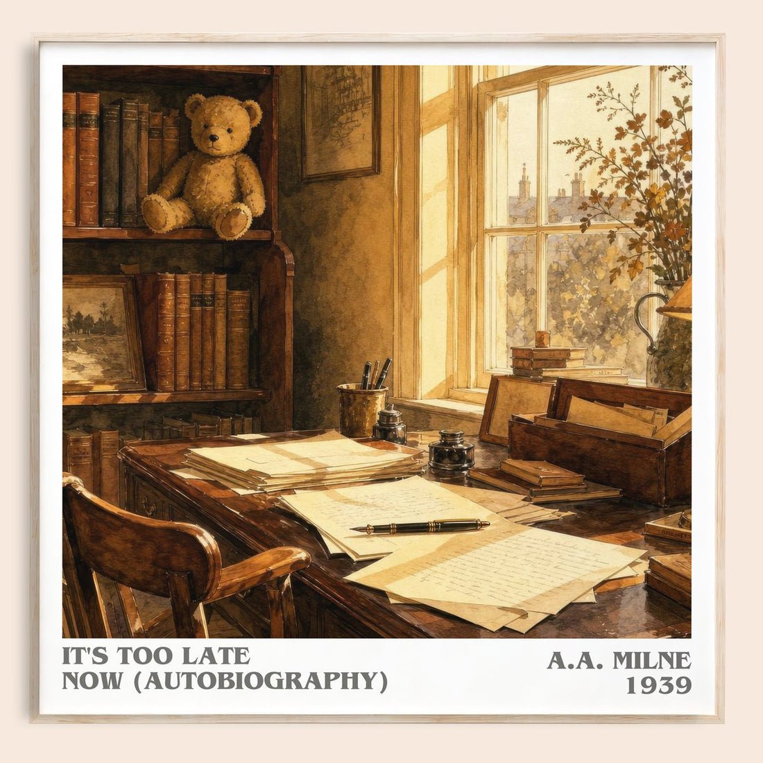 It'S Too Late Now (Autobiography) literary book poster by A.A. Milne – framed literary art print