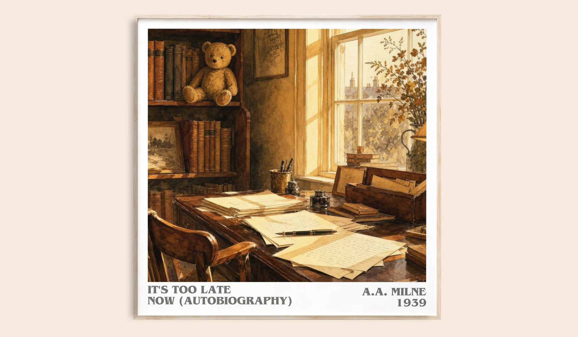 It'S Too Late Now (Autobiography) literary book poster by A.A. Milne – framed literary art print