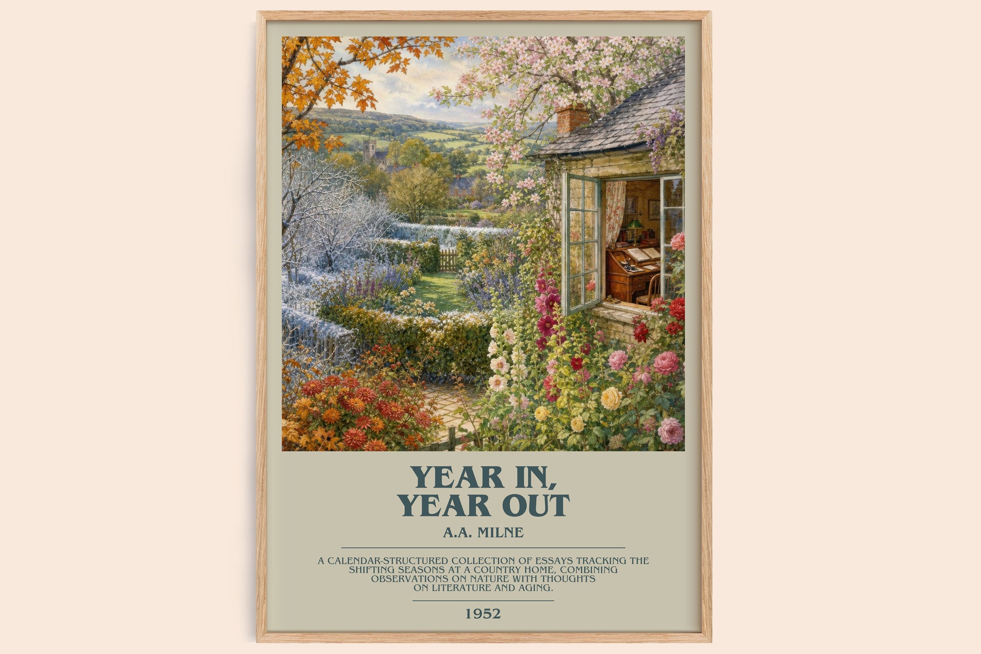 Year In, Year Out bookish book poster by A.A. Milne – framed literary art print