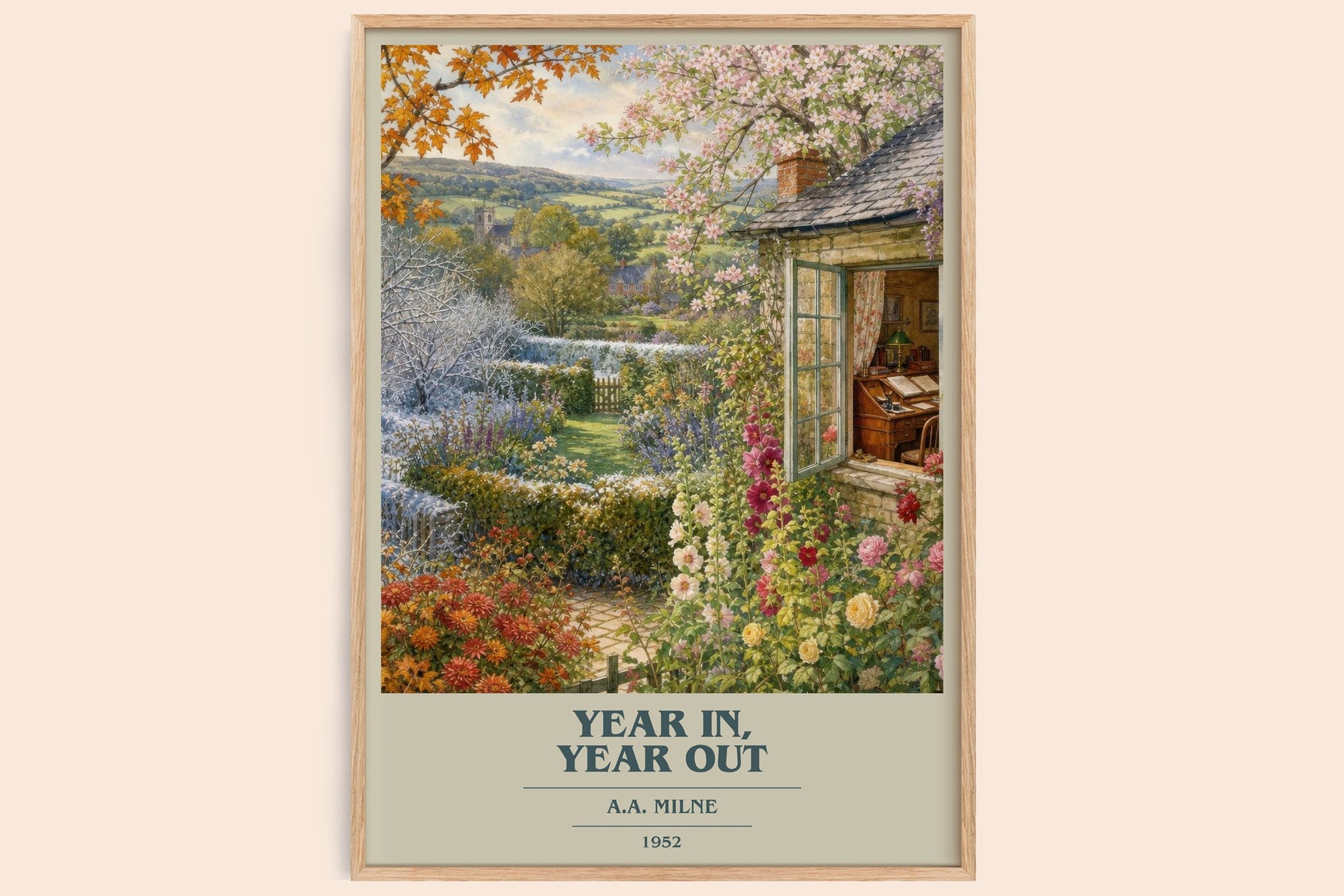 Year In, Year Out book cover book poster by A.A. Milne – framed literary art print