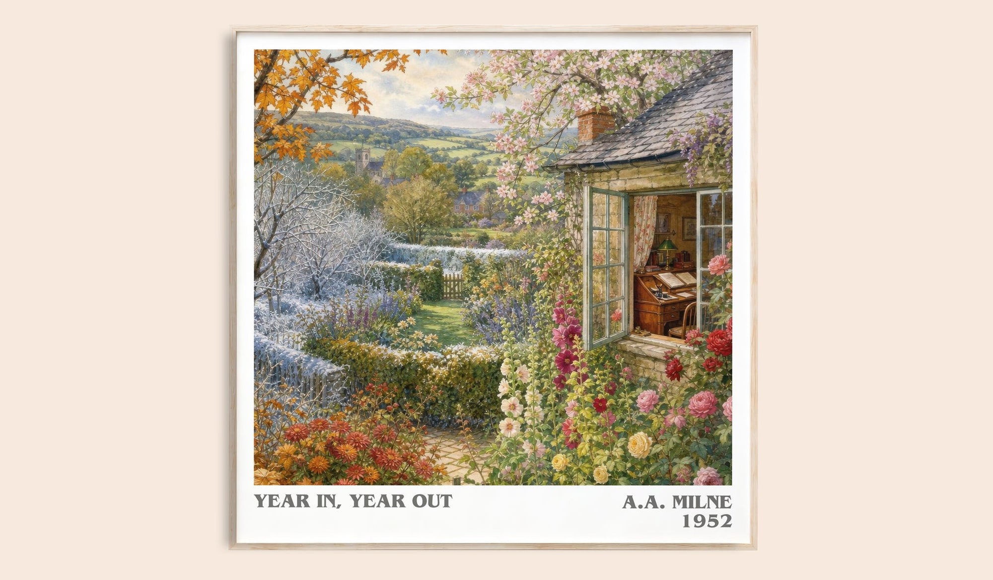 Year In, Year Out literary book poster by A.A. Milne – framed literary art print