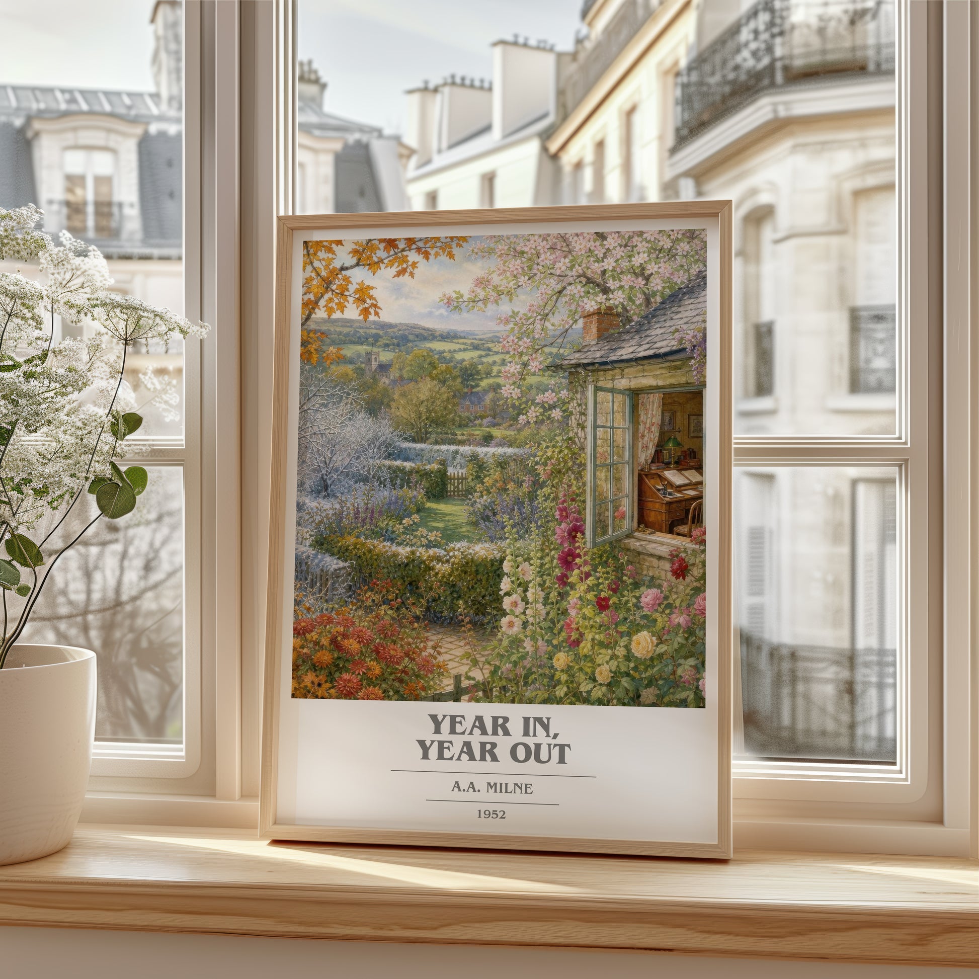 Year In, Year Out book cover poster colour and style options – A.A. Milne book art