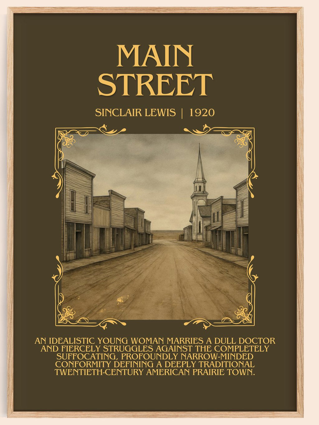 Main Street Minimalist Book Poster by Sinclair Lewis – book poster