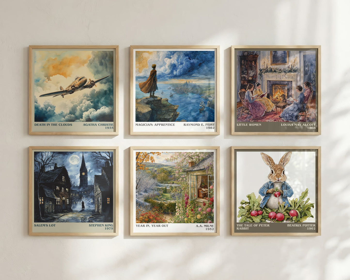 Year In, Year Out literary print framed by window – literary home decor