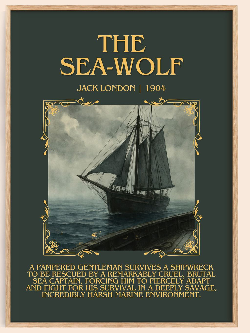The Sea-Wolf Minimalist Book Poster by Jack London – book poster